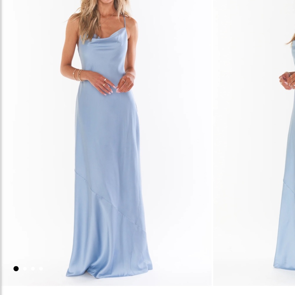 Show Me Your MuMu Blue Sleeveless Cowl Neck Maxi Gown